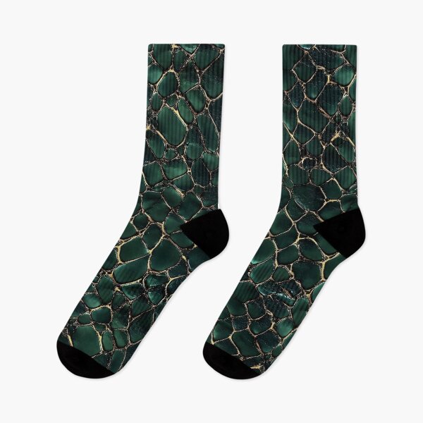 Item preview, Emerald Green and Gold Snake Skin Pattern Luxe Reptile Texture designed and sold by Nine Lives Studio.