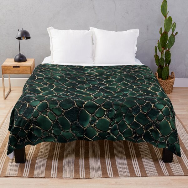 Item preview, Emerald Green and Gold Snake Skin Pattern Luxe Reptile Texture designed and sold by Nine Lives Studio.