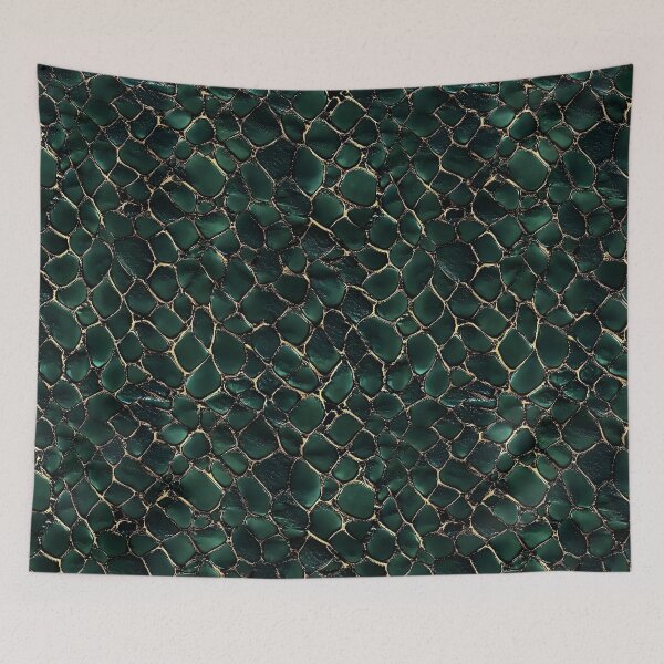 Item preview, Emerald Green and Gold Snake Skin Pattern Luxe Reptile Texture designed and sold by Yoruhara.