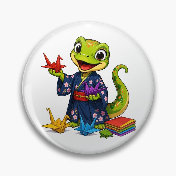 Item preview, Cute Gecko Origami Japanese Kimono Clipart – Colorful Origami Lizard Art designed and sold by Krincydigitalart.