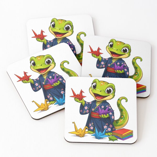 Item preview, Cute Gecko Origami Japanese Kimono Clipart – Colorful Origami Lizard Art designed and sold by Krincydigitalart.