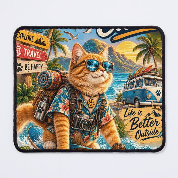 Item preview, Mountain Explorer Cat Outdoor Adventure Cat Vintage Wilderness Design designed and sold by TeeVibeHaus.
