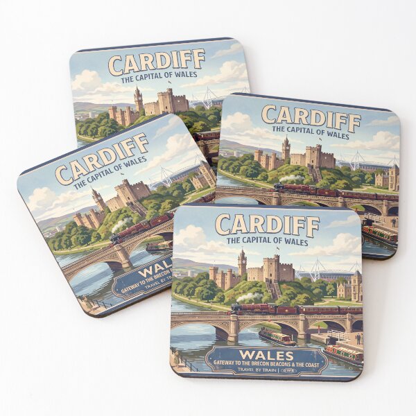 Item preview, Cardiff, Wales Vintage Railway Travel Poster designed and sold by ArtworkNorth.
