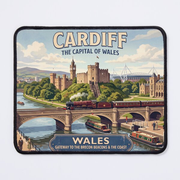 Item preview, Cardiff, Wales Vintage Railway Travel Poster designed and sold by ArtworkNorth.