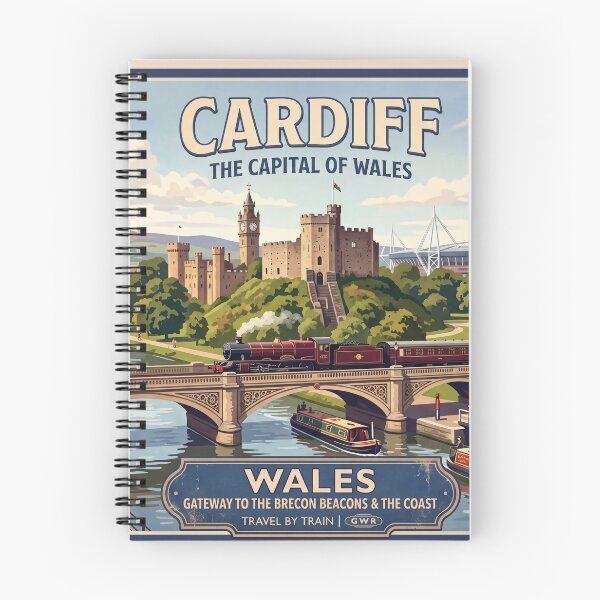 Item preview, Cardiff, Wales Vintage Railway Travel Poster designed and sold by ArtworkNorth.