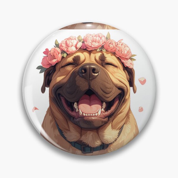 Item preview, Cute Bullmastiff puppy dog with a flower crown designed and sold by MendaciousMina.