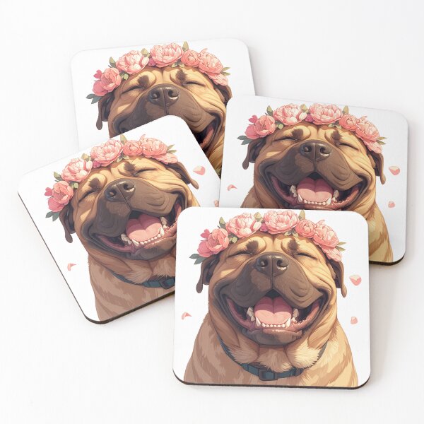 Item preview, Cute Bullmastiff puppy dog with a flower crown designed and sold by MendaciousMina.