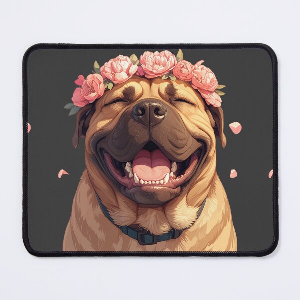 Item preview, Cute Bullmastiff puppy dog with a flower crown designed and sold by MendaciousMina.