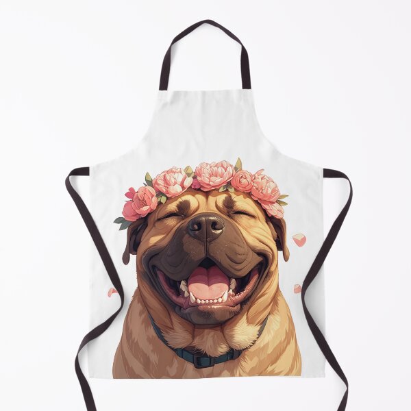 Item preview, Cute Bullmastiff puppy dog with a flower crown designed and sold by MendaciousMina.
