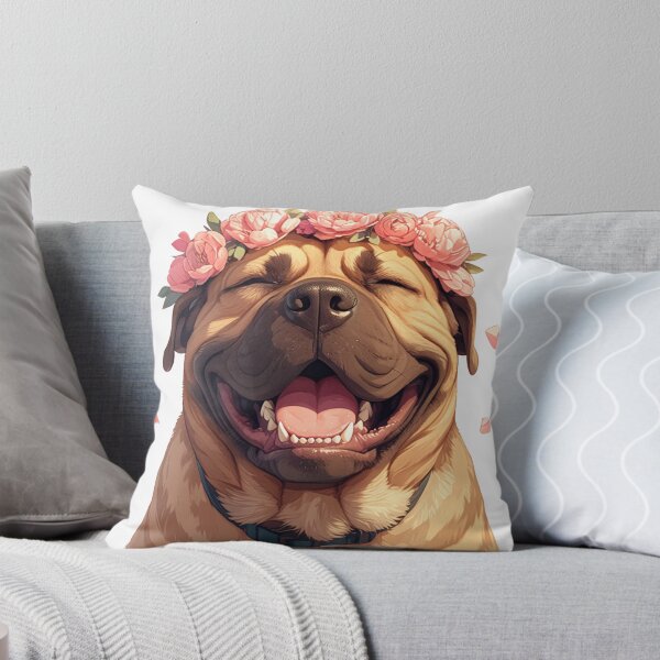 Item preview, Cute Bullmastiff puppy dog with a flower crown designed and sold by MendaciousMina.