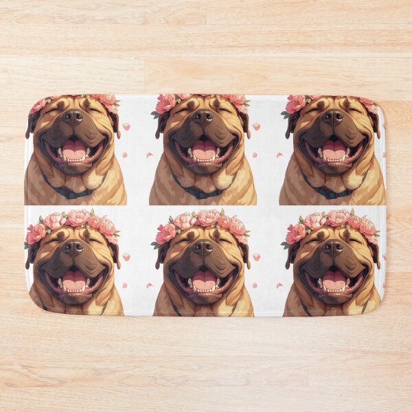 Item preview, Cute Bullmastiff puppy dog with a flower crown designed and sold by MendaciousMina.
