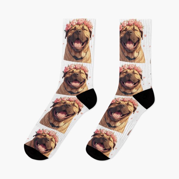 Item preview, Cute Bullmastiff puppy dog with a flower crown designed and sold by MendaciousMina.