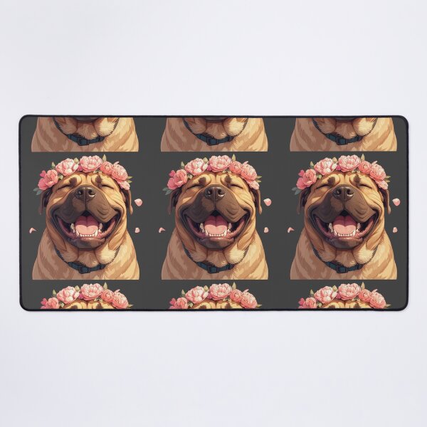 Item preview, Cute Bullmastiff puppy dog with a flower crown designed and sold by MendaciousMina.