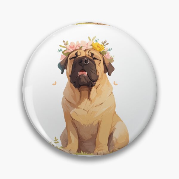 Item preview, Cute Bullmastiff puppy dog with a flower crown designed and sold by MendaciousMina.