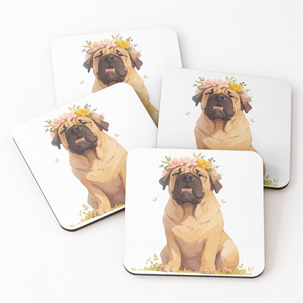 Item preview, Cute Bullmastiff puppy dog with a flower crown designed and sold by MendaciousMina.