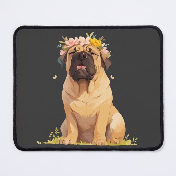 Item preview, Cute Bullmastiff puppy dog with a flower crown designed and sold by MendaciousMina.