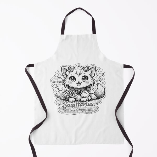 Item preview, Zodiac sign Sagittarius in black and white with kawaii cat  designed and sold by wallartofmio.