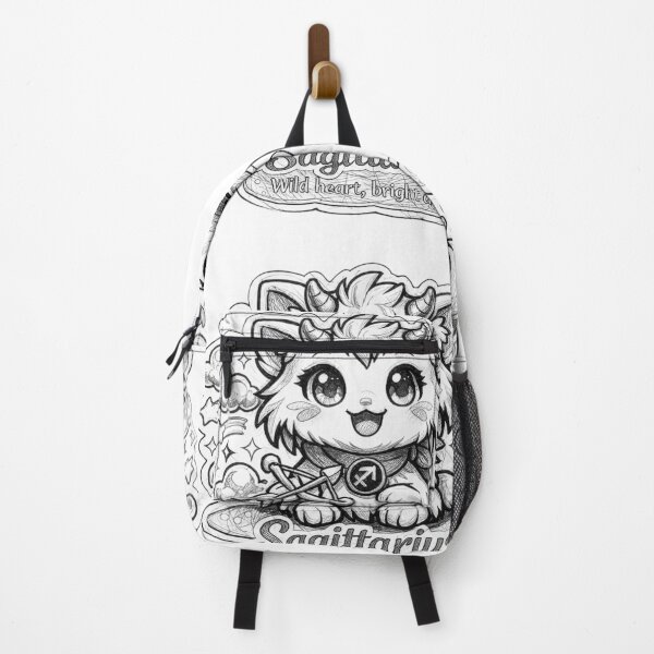 Item preview, Zodiac sign Sagittarius in black and white with kawaii cat designed and sold by wallartofmio.