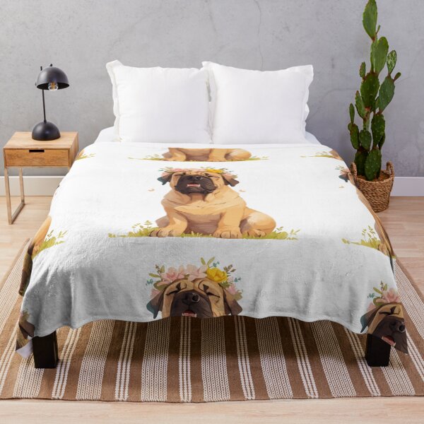 Item preview, Cute Bullmastiff puppy dog with a flower crown designed and sold by MendaciousMina.