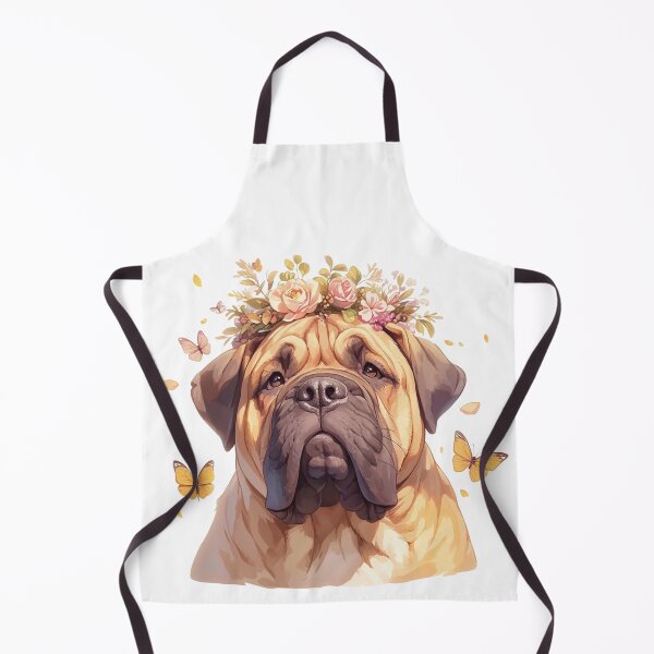 Item preview, Cute Bullmastiff puppy dog with a flower crown designed and sold by MendaciousMina.