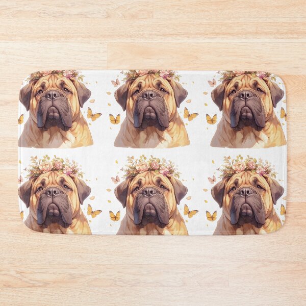 Item preview, Cute Bullmastiff puppy dog with a flower crown designed and sold by MendaciousMina.