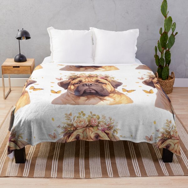 Item preview, Cute Bullmastiff puppy dog with a flower crown designed and sold by MendaciousMina.