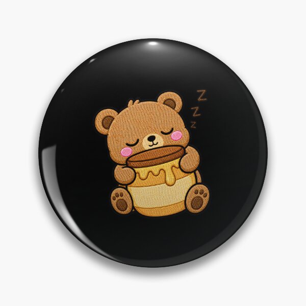 Item preview, Sleepy Bear Hugging Honey Jar Kawaii Embroidery Patch designed and sold by ColorSplash123.