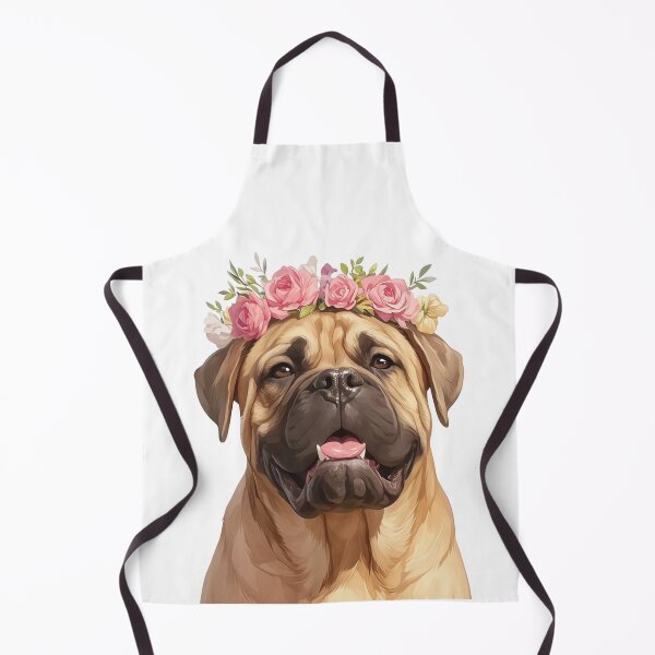 Item preview, Cute Bullmastiff puppy dog with a flower crown designed and sold by MendaciousMina.