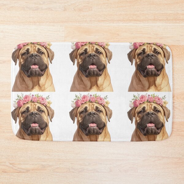 Item preview, Cute Bullmastiff puppy dog with a flower crown designed and sold by MendaciousMina.