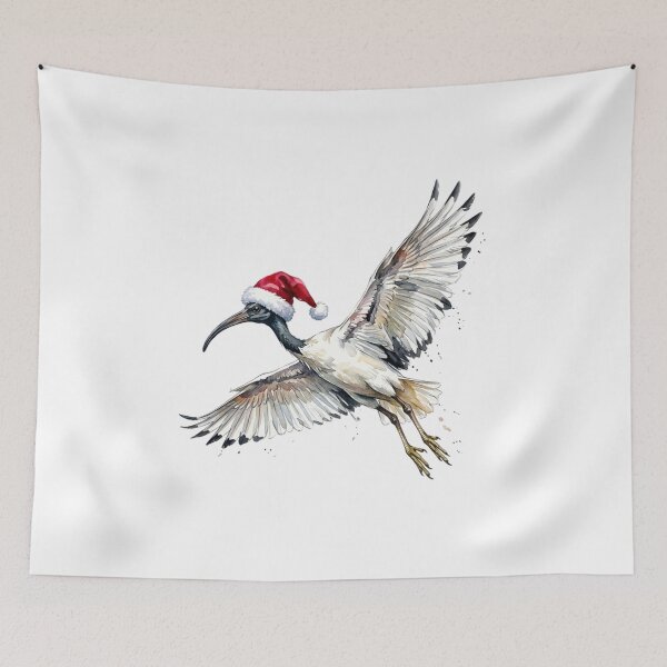 Item preview, Festive Bin Chicken wearing Santa Hat | Australian Ibis Watercolor designed and sold by SOUFIANE1991.