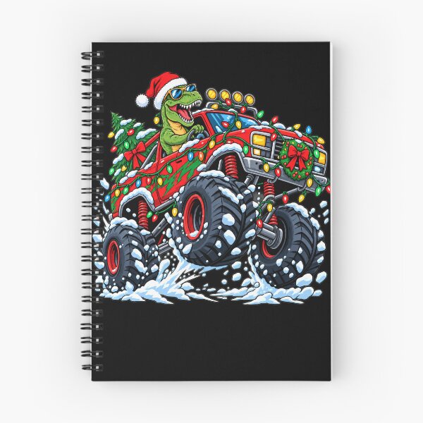 Item preview, Monster Truck Dinosaur Christmas Lights Tree Santa Hat Boys designed and sold by clothesy7.
