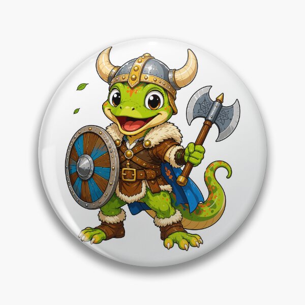 Item preview, Cute Viking Gecko Clipart, Norse Warrior Lizard with Helmet Shield and Axe, Funny Reptile Viking Art designed and sold by Krincydigitalart.