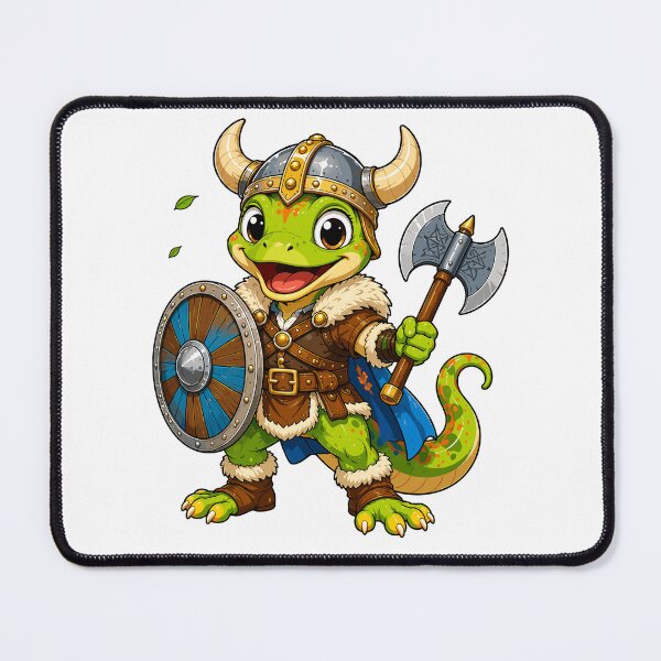 Item preview, Cute Viking Gecko Clipart, Norse Warrior Lizard with Helmet Shield and Axe, Funny Reptile Viking Art designed and sold by Krincydigitalart.