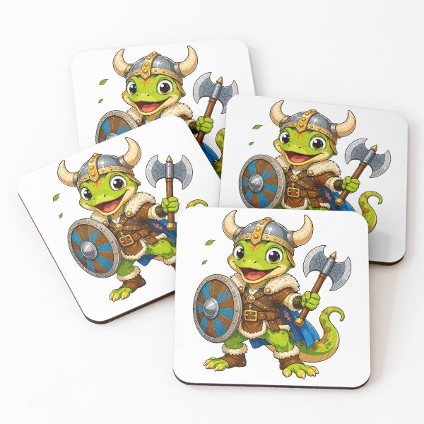 Item preview, Cute Viking Gecko Clipart, Norse Warrior Lizard with Helmet Shield and Axe, Funny Reptile Viking Art designed and sold by Krincydigitalart.