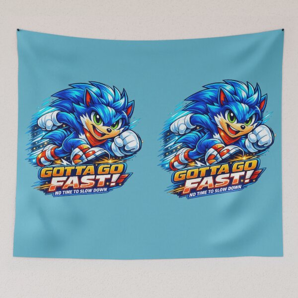 Item preview, Gotta Go Fast Retro Gaming Graphic – Original Blue Speed Mascot designed and sold by Glow & Grow.