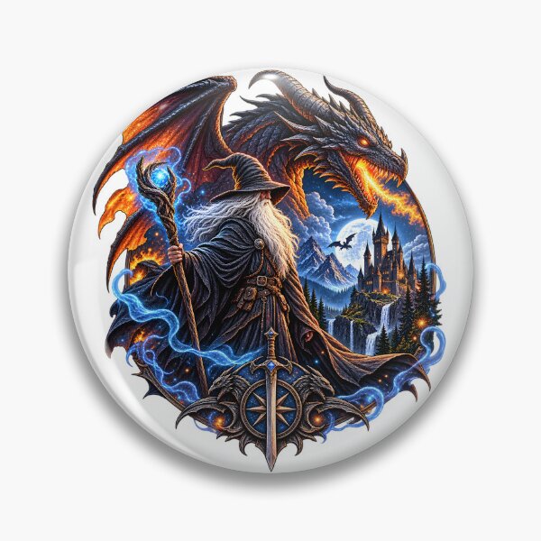 Item preview, Fantasy Wizard and Dragon – Magical Realm designed and sold by CreativeMindsetLab.