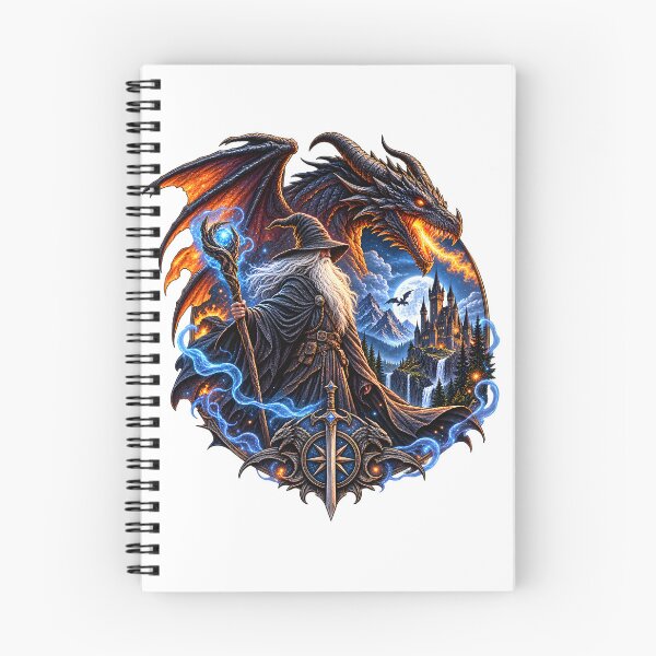 Item preview, Fantasy Wizard and Dragon – Magical Realm designed and sold by CreativeMindsetLab.