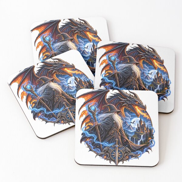Item preview, Fantasy Wizard and Dragon – Magical Realm designed and sold by CreativeMindsetLab.