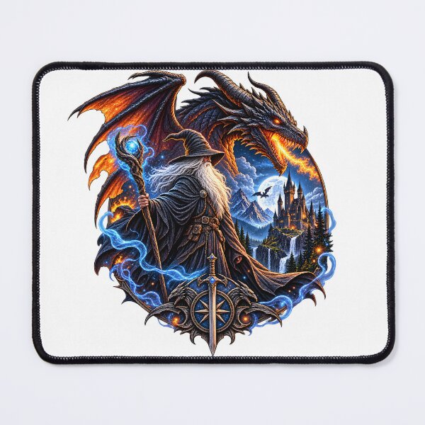 Item preview, Fantasy Wizard and Dragon – Magical Realm designed and sold by CreativeMindsetLab.