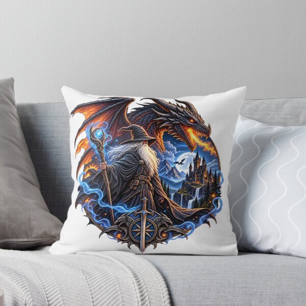 Item preview, Fantasy Wizard and Dragon – Magical Realm designed and sold by CreativeMindsetLab.