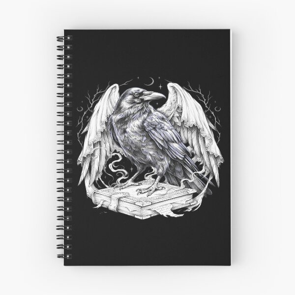 Artikelvorschau, Gothic Raven Buch – Mystisches Spitzenflügeldesign entworfen und verkauft von Midnight Veil Designs.
