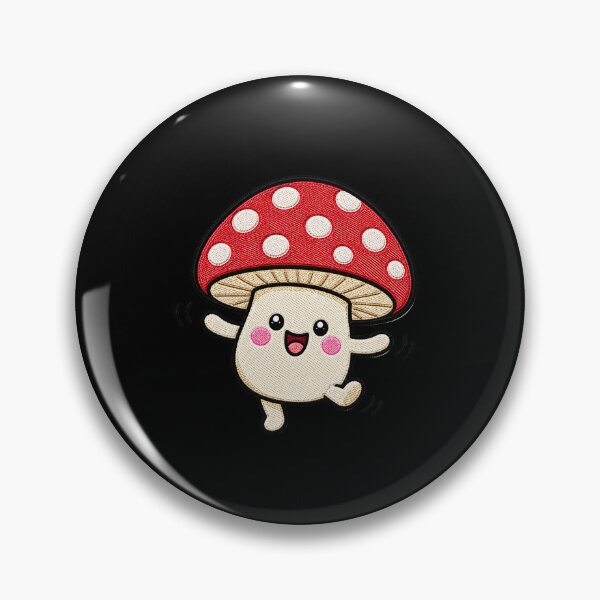 Item preview, Dancing Mushroom Kawaii Embroidery Patch Illustration designed and sold by ColorSplash123.