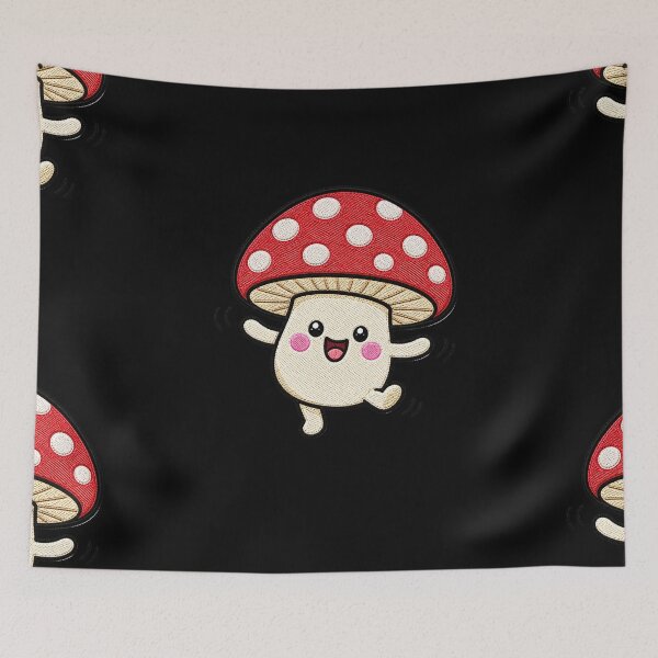 Artikelvorschau, Tanzender Pilz Kawaii Stickaufnäher Illustration entworfen und verkauft von ColorSplash123.