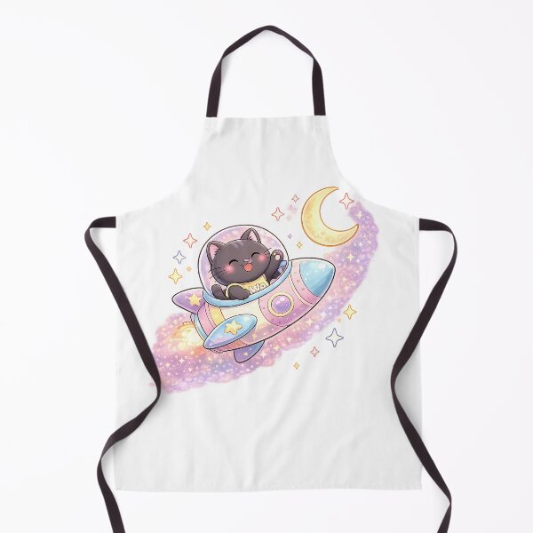 Item preview, Kawaii Black Cat Flying Around the Moon Cute Cartoon Animal Design designed and sold by Wawa5656.