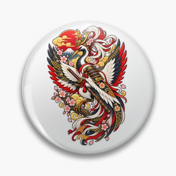 Item preview, Samurai Crane | Japanese Crane Warrior | Cherry Blossom & Mount Fuji designed and sold by MrDev.