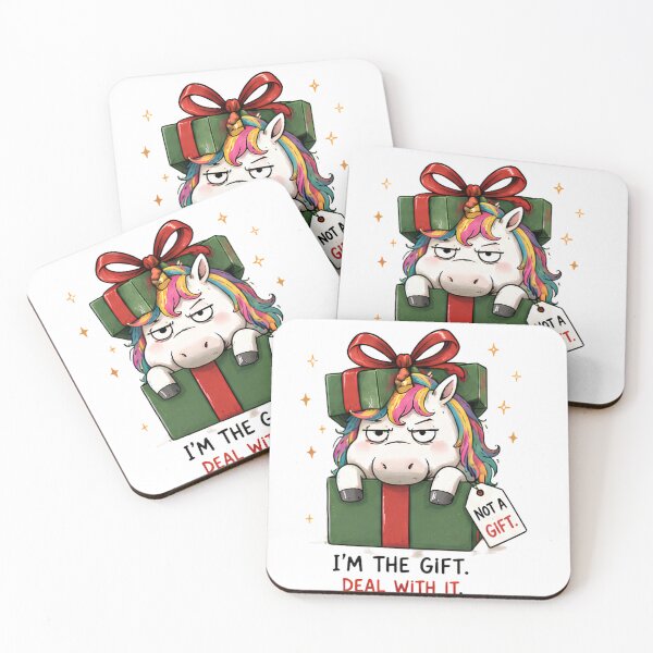 Item preview, Funny Angry Christmas Unicorn in Gift Box Grumpy Attitude designed and sold by Sitred123.