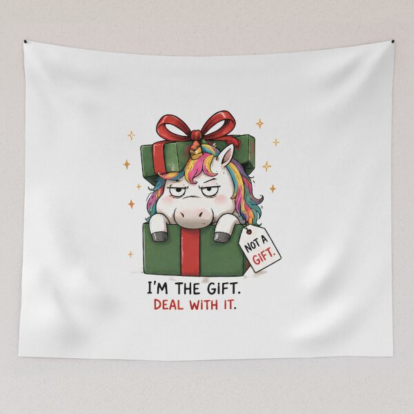 Item preview, Funny Angry Christmas Unicorn in Gift Box Grumpy Attitude designed and sold by Sitred123.