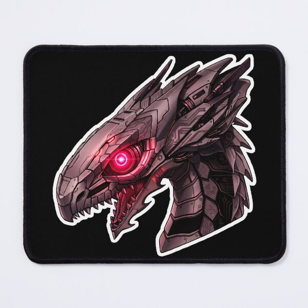Item preview, Dark Mecha Cyber Dragon Red Neon Eye Techwear Sticker designed and sold by bug4j_DragonLab.