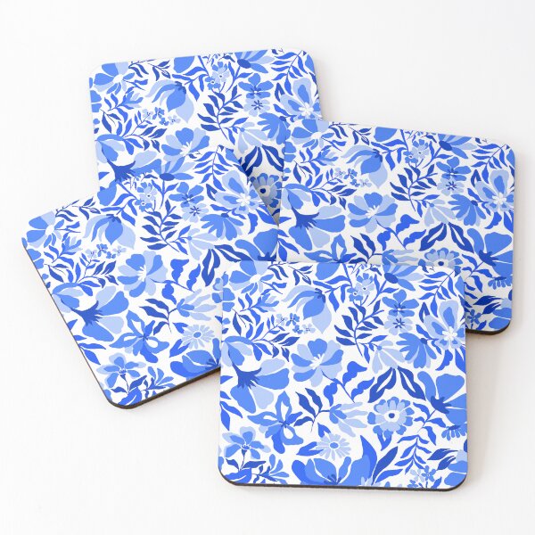 Item preview, Tropical Floral Hero Blue designed and sold by Fabricatemyart.