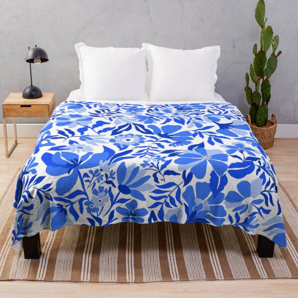 Item preview, Tropical Floral Hero Blue designed and sold by Fabricatemyart.